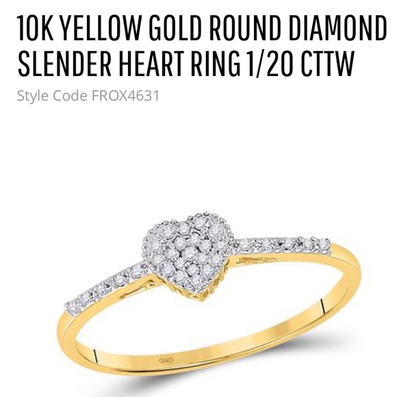 10K YELLOW GOLD REAL DIAMOND SLENDER HEART RING NOT PLATED NOT CZ FREE APPRAISAL - Picture 3 of 9
